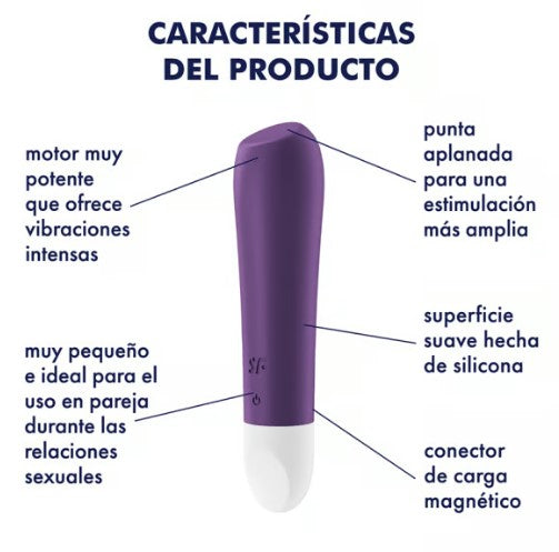 ULTRA POWER BULLET 2 BALA VIBRADORA MORADA RECARGABLE USB SATISFYER