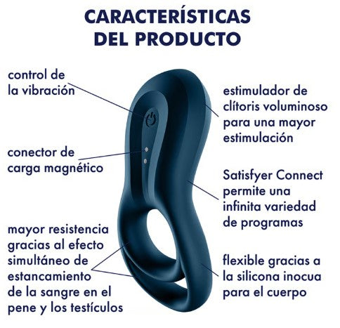EPIC DUO ANILLO VIBRADOR CON APP MUNDIAL AZUL SATISFYER