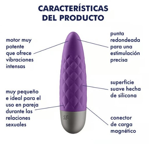 ULTRA POWER BULLET 5 BALA VIBRADORA VIOLETA RECARGABLE USB SATISFYER