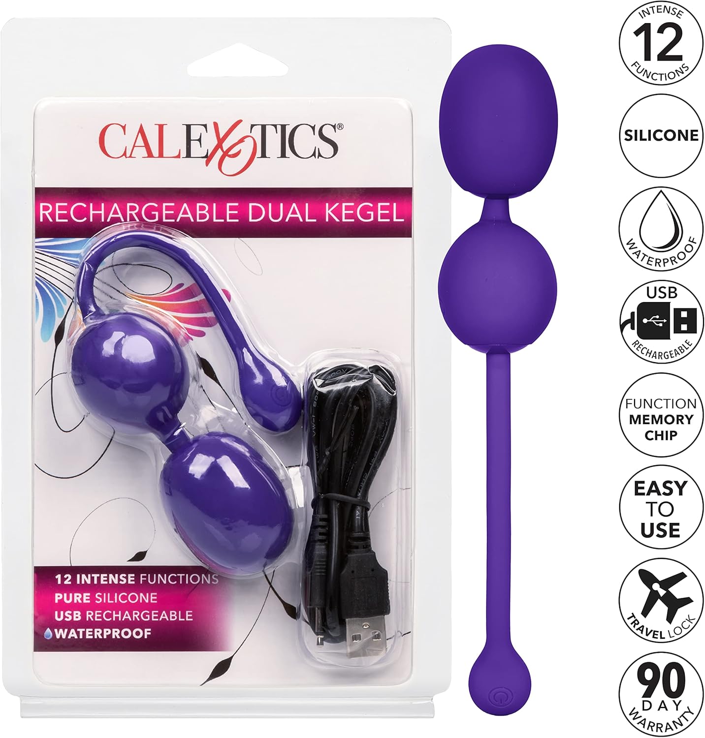 CALEXOTICS - BOLAS VIBRADORAS DUAL KEGEL RECARGABLES LILA