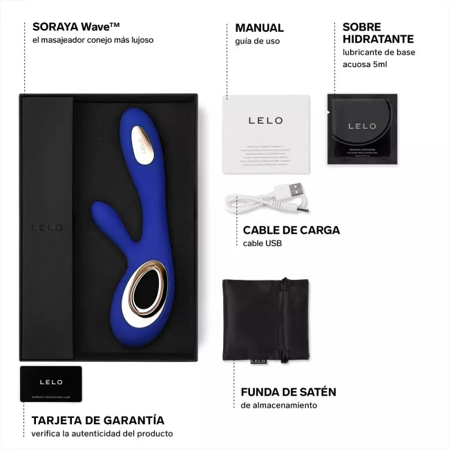 SORAYA WAVE VIBRADOR RABBIT DE LUJO MIDNIGHT AZUL RECARGABLE USB LELO