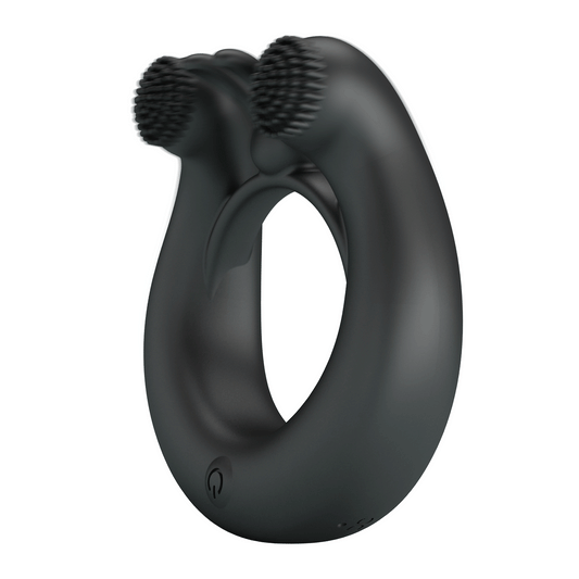 DAHLIA ANILLO VIBRADOR + ESTIMULADOR DE CLÍTOIS 12 VIBRACIONES NEGRO RECARGABLE USB