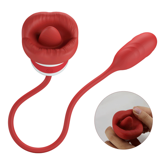 ALIYAH ESTIMULADOR DE CLITORIS CON LENGUA Y HUEVO VIBRADOR BOCA ROJO