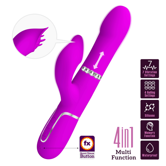 FABIN VIBRADOR RABBIT PERLAS VIOLETA RECARGABLE USB