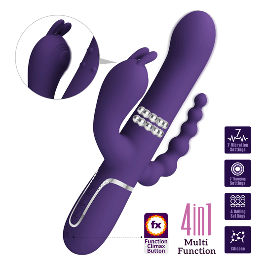 PRETTY LOVE - CAMMY TRIPLE VIBRADOR MULTIFUNCIÓN 4 EN 1 MORADO