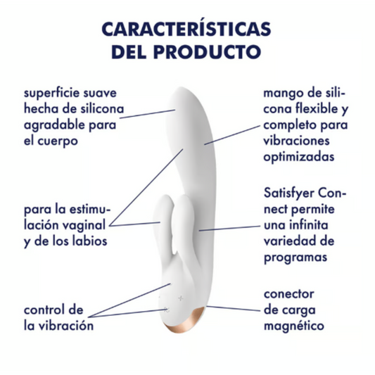 VIBRADOR RABBIT PARA CLITORIS Y PUNTO G CON APP SATISFYER DOUBLE FLEX