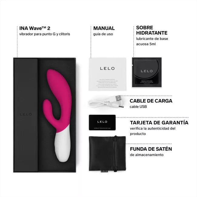 INA WAVE 2 VIBRADOR DE LUJO MOVIMIENTO ESPECIAL FUCSIA RECARGABLE USB LELO