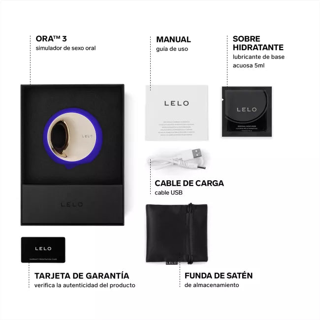 ORA 3 MIDNIGHT AZUL ESTIMULADOR DE CLITORIS CON LENGUA ALTA GAMA LELO