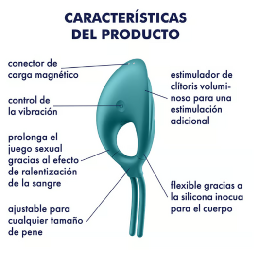 SWORDSMAN ANILLO VIBRADOR AJUSTABLE MEJORA LA ERECCIÓN RECARGABLE USB SATISFYER