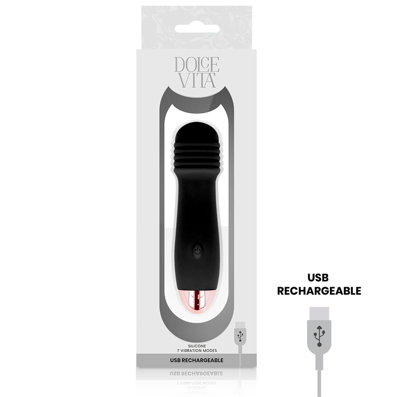 TRES MINI VIBRADOR RECARGABLE USB NEGRO 7 VELOCIDADES