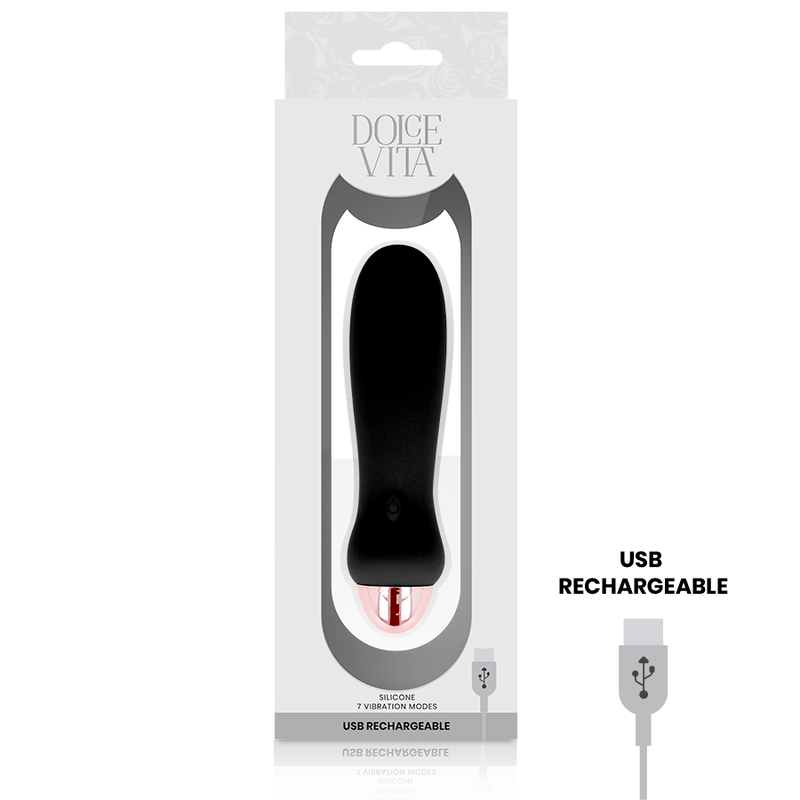MINI VIBRADOR RECARGABLE DOLCE VITA - FIVE NEGRO 7 VELOCIDADES