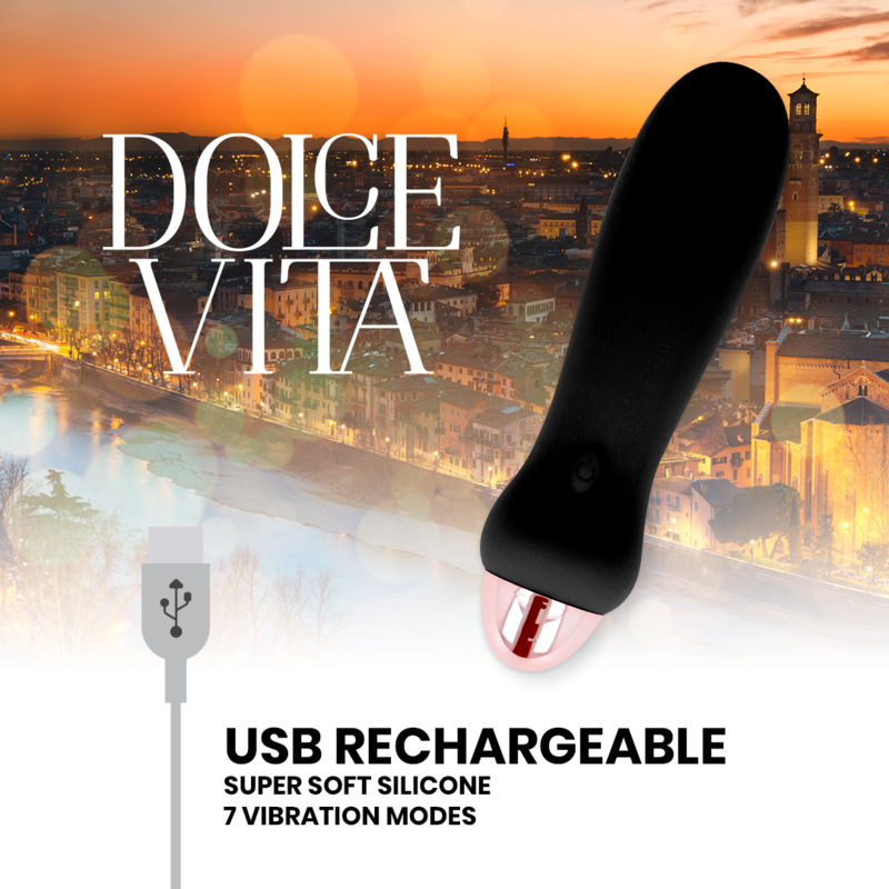 MINI VIBRADOR RECARGABLE DOLCE VITA - FIVE NEGRO 7 VELOCIDADES