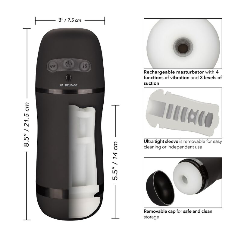 CALEXOTICS - OPTIMUM POWER MASTURBADOR CON VIBRACIÓN Y SUCCIÓN