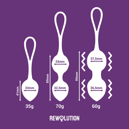 BOLAS VIBRADORAS 35 + 60 + 70 GRAMOS CONTROL REMOTO REWOLUTION - REWOBEADS WATCHME