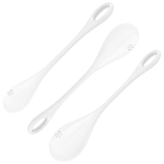 BOLAS KEGEL SATISFYER - YONI POWER 1 KIT DE ENTRENAMIENTO BLANCO 22GRS + 46GRS + 74GRS