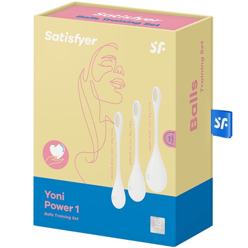 BOLAS KEGEL SATISFYER - YONI POWER 1 KIT DE ENTRENAMIENTO BLANCO 22GRS + 46GRS + 74GRS