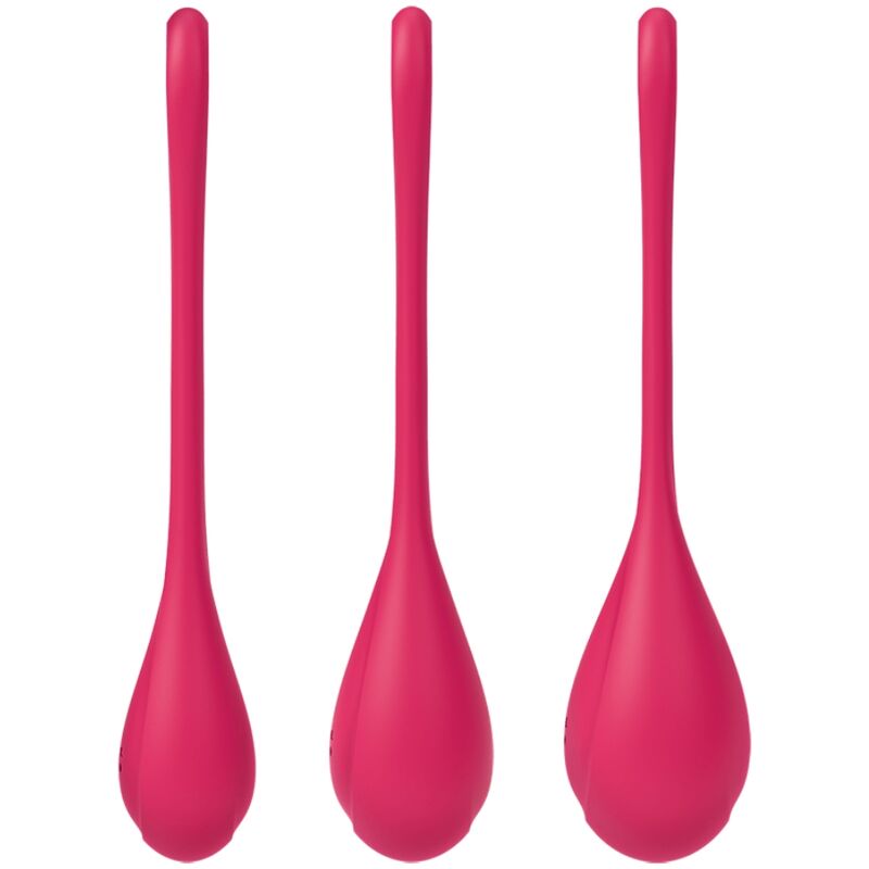 BOLAS KEGEL SATISFYER - YONI POWER 1 KIT DE ENTRENAMIENTO ROJO 22GRS + 46GRS + 74GRS