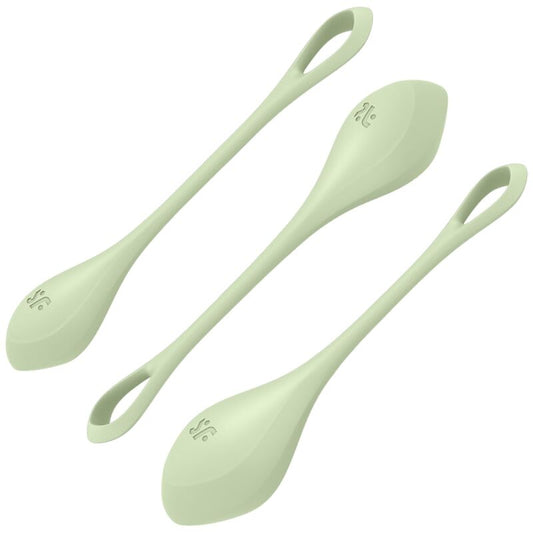 BOLAS KEGEL SATISFYER - YONI POWER 2 KIT DE ENTRENAMIENTO VERDE 22GRS + 46GRS + 73GRS