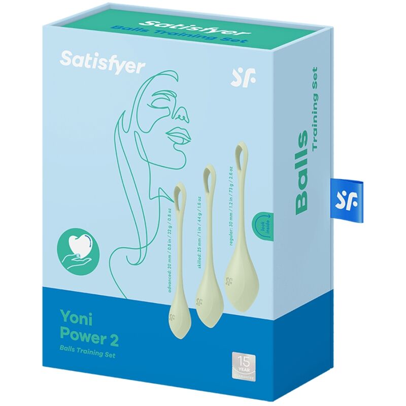 BOLAS KEGEL SATISFYER - YONI POWER 2 KIT DE ENTRENAMIENTO VERDE 22GRS + 46GRS + 73GRS