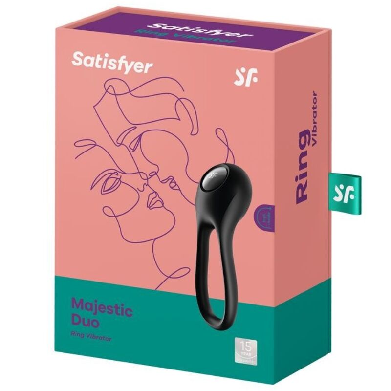 MAJESTIC DUO ANILLO VIBRADOR NEGRO RECARGABLE USB SATISFYER