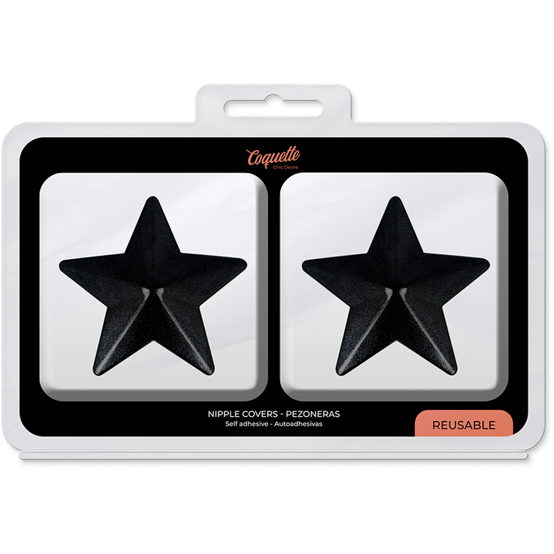 CUBRE PEZONES COQUETTE CHIC DESIRE - METAL ESTRELLAS NEGRAS