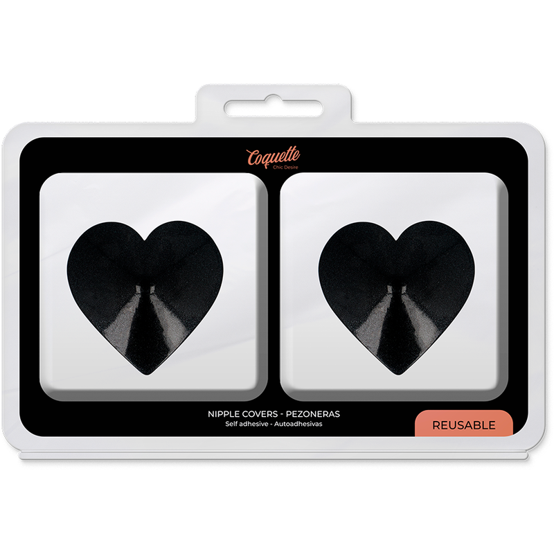 CUBRE PEZONES COQUETTE CHIC DESIRE - METAL CORAZONES NEGROS