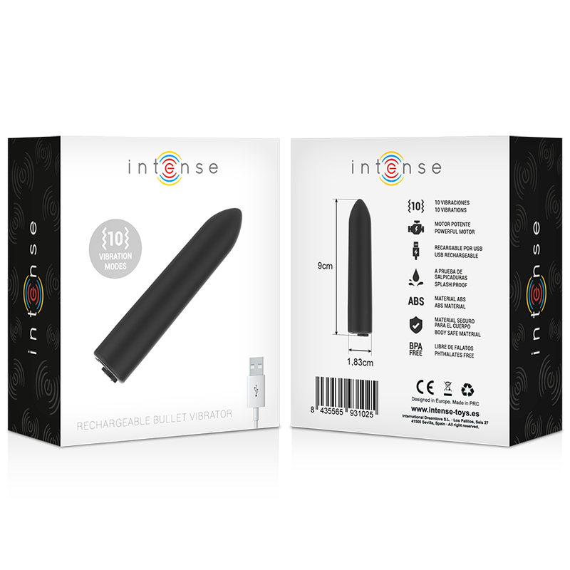 BALA VIBRADORA 10 MODOS VIBRACIÓN NEGRA RECARGABLE USB