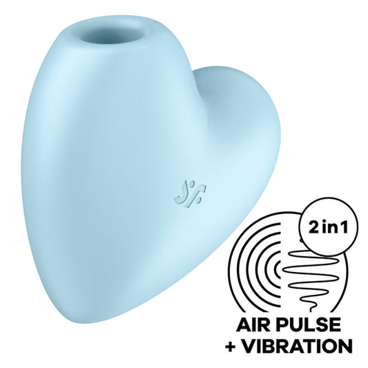 CUTIE HEART AZUL ESTIMULADOR Y VIBRADOR ONDAS DE PRESIÓN SATISFYER