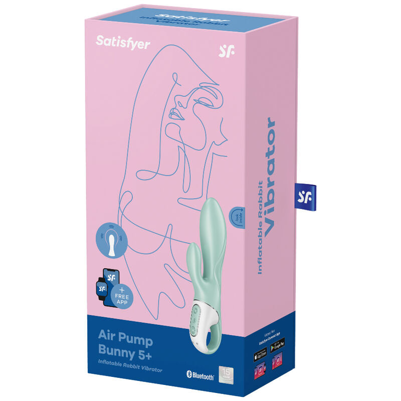 AIR PUMP BUNNY 5+ VIBRADOR RABBIT INFLABLE CON APP VERDE RECARGABLE USB SATISFYER