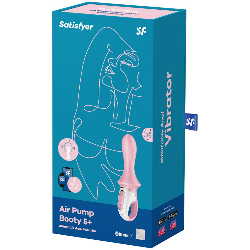 AIR PUMP BOOTY 5+ VIBRADOR ANAL INFLABLE CON APP ROSA RECARGABLE USB