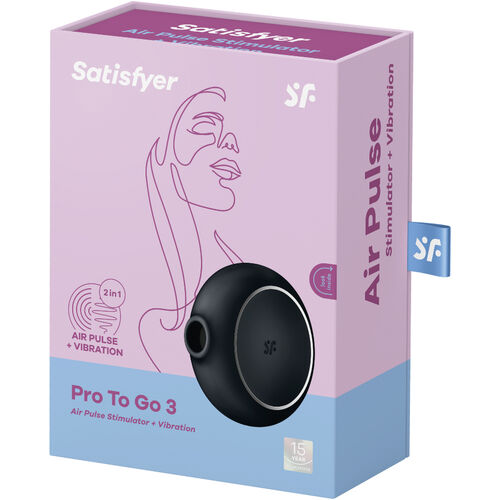 PRO TO GO 3 DOBLE NEGRO ESTIMULADOR Y VIBRADOR ONDAS DE PRESIÓN SATISFYER