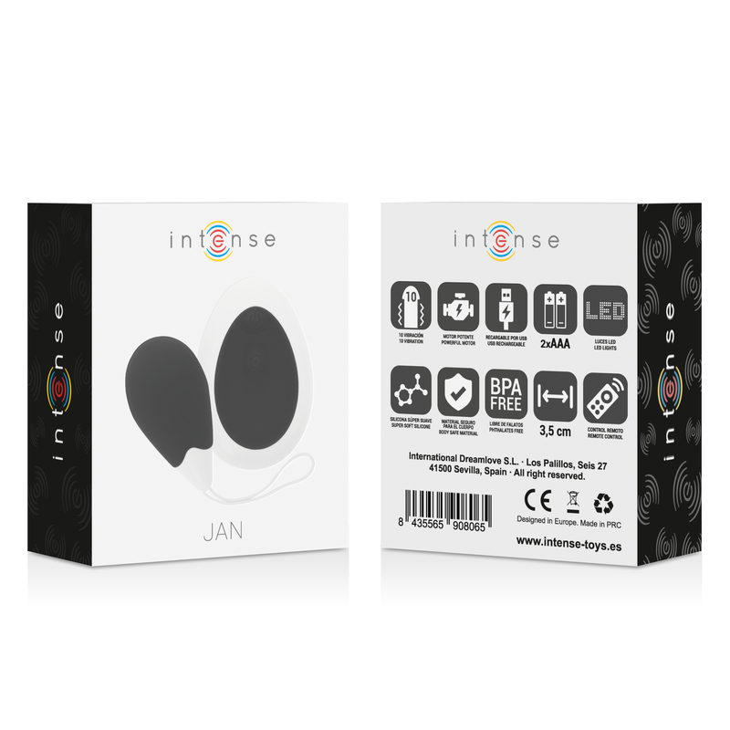 HUEVO VIBRADOR INTENSE -JAN CONTROL REMOTO NEGRO
