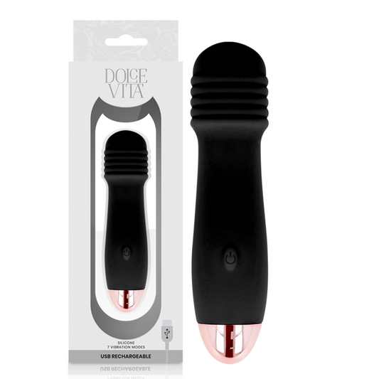 TRES MINI VIBRADOR RECARGABLE USB NEGRO 7 VELOCIDADES