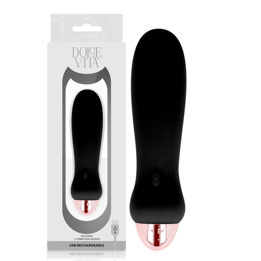 MINI VIBRADOR RECARGABLE DOLCE VITA - FIVE NEGRO 7 VELOCIDADES