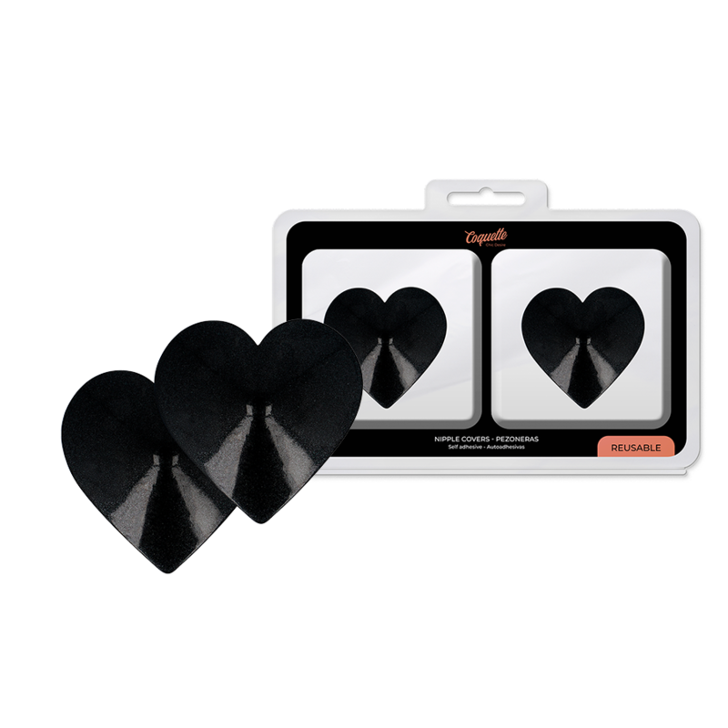 CUBRE PEZONES COQUETTE CHIC DESIRE - METAL CORAZONES NEGROS
