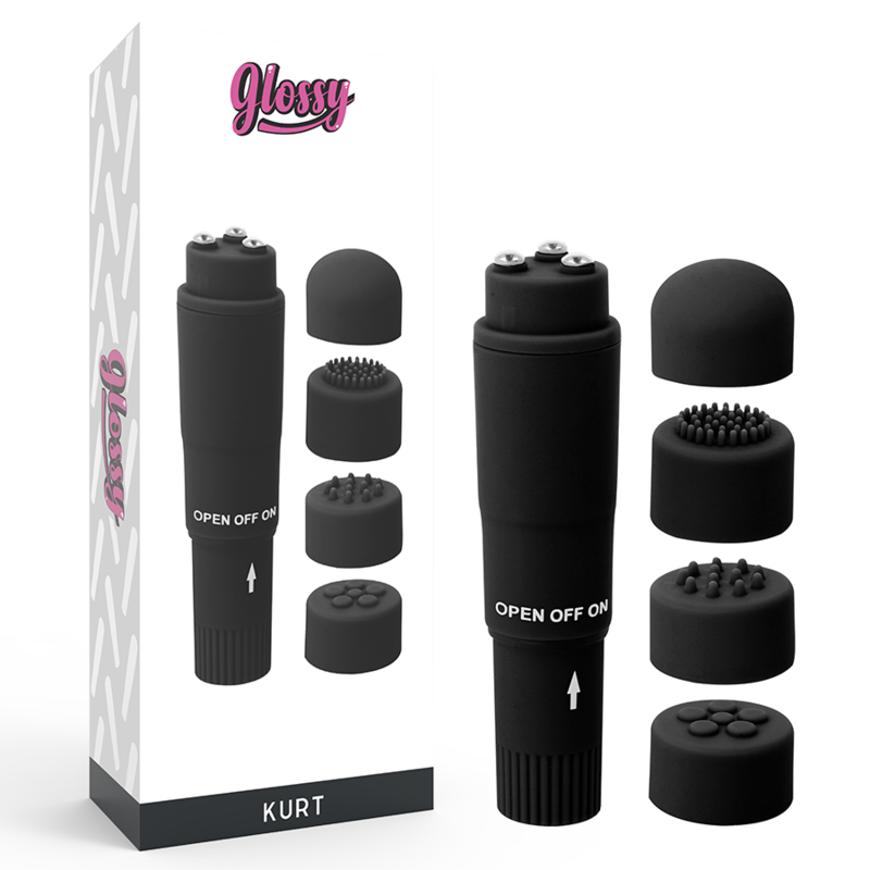 MINI VIBRADOR GLOSSY - POCKET KURT MASAJEADOR NEGRO