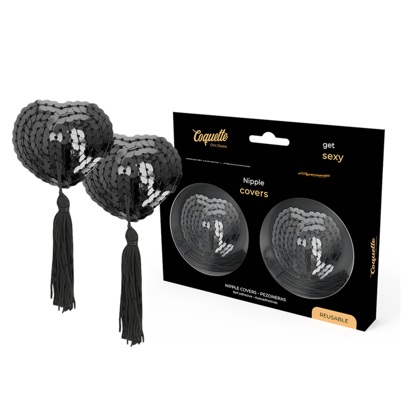 CUBRE PEZONES COQUETTE CHIC DESIRE - NEGRO LENTEJUELAS