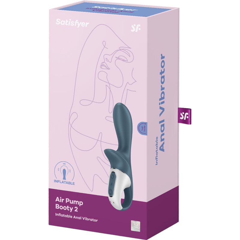 AIR PUMP BOOTY 2 VIBRADOR PUNTO G INFLEBLE GRIS OSCURO RECARGABLE USB