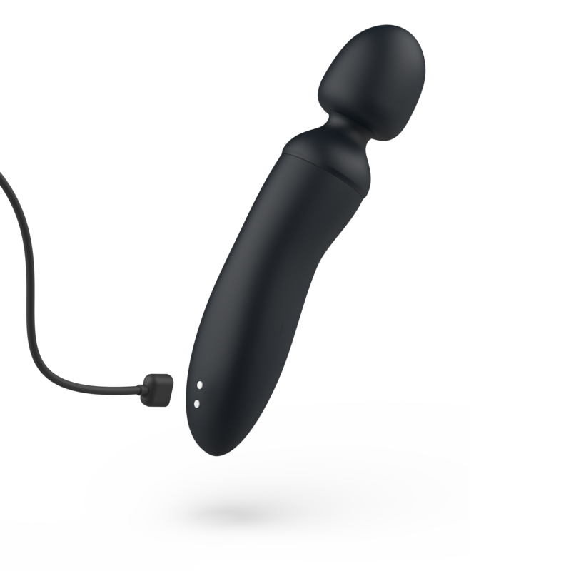 BTHRILLED VIBRADOR WAND PREMIUM NEGRO RECARGABLE USB CON CABEZAL INTERCAMBIABLE
