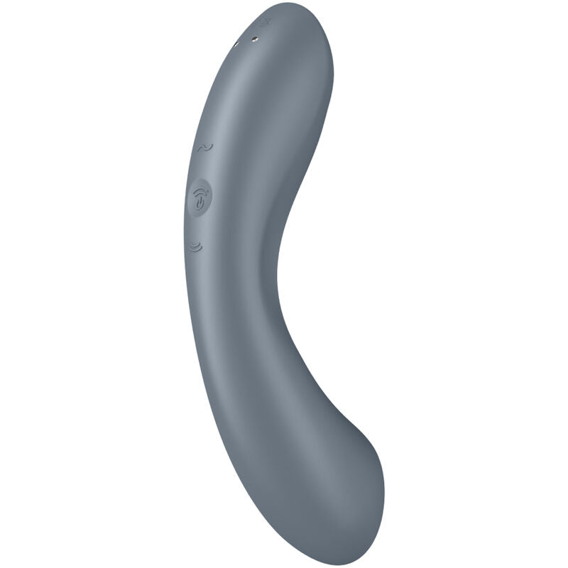 ESTIMULADOR DE CLÍTORIS Y PUNTO G SATISFYER - CURVE TRINITY 1 AIR PULSE VIBRATION GRIS
