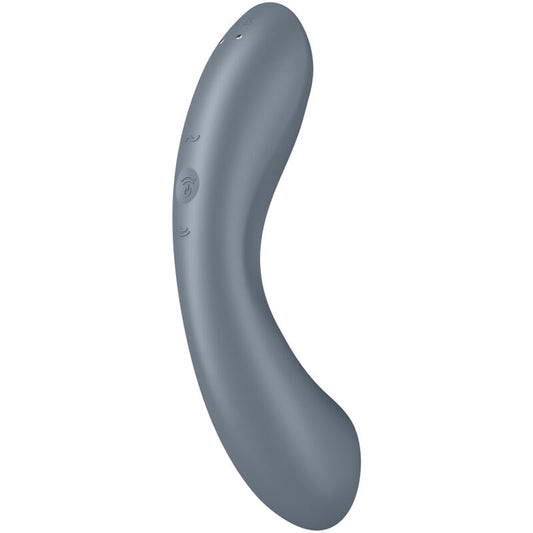 ESTIMULADOR DE CLÍTORIS Y PUNTO G SATISFYER - CURVE TRINITY 1 AIR PULSE VIBRATION GRIS