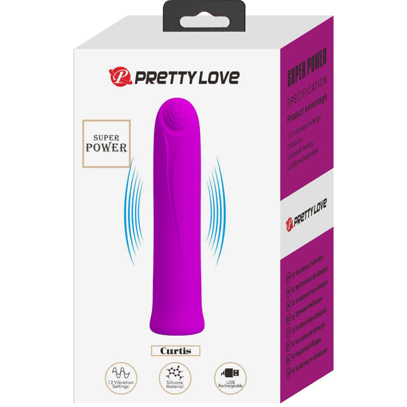 CURTIS MINI VIBRADOR SUPER POWER 12 VIBRACIONES SILICONA VIOLETA RECARGABLE USB