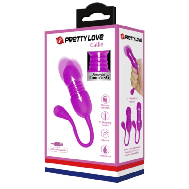 HUEVO VIBRADOR PRETTY LOVE - CALLIE RECARGABLE MORADO CON MOVIMIENTO DE EMPUJE