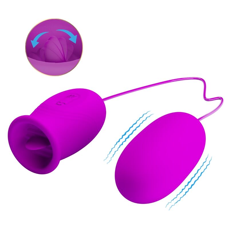 HUEVO VIBRADOR PRETTY LOVE - DAISY DUAL RECARGABLE MORADO CON LENGUA