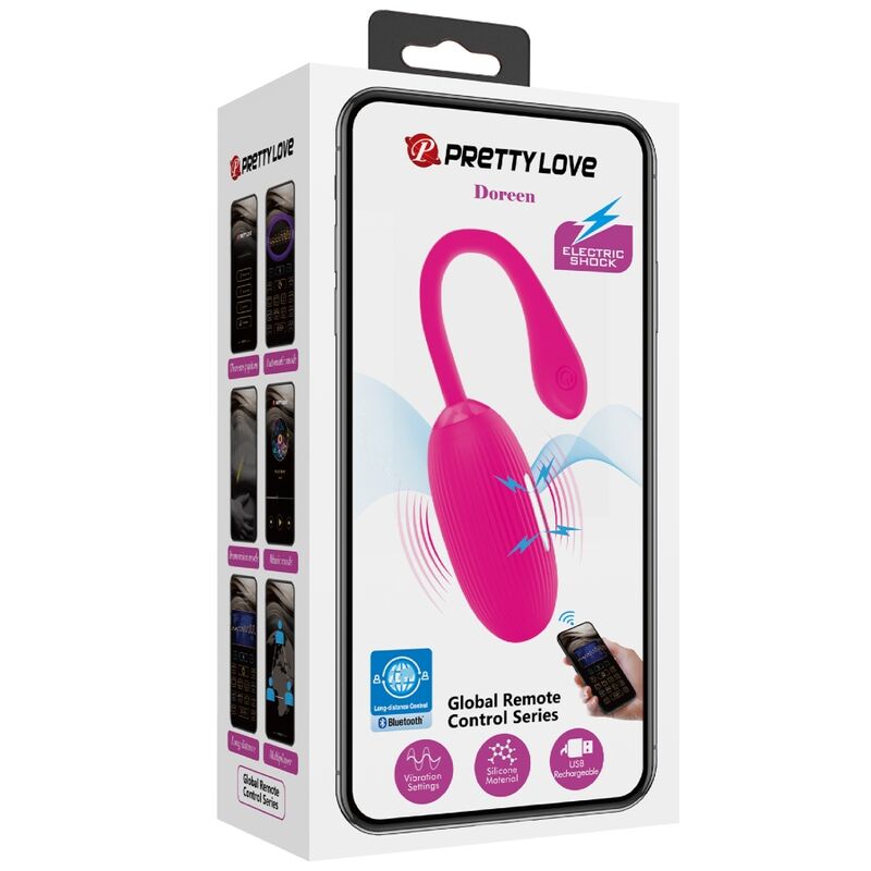 HUEVO VIBRADOR PRETTY LOVE - DOREEN RECARGABLE MAGENTA CONTROL REMOTO Y CHOQUES ELÉCTRICOS
