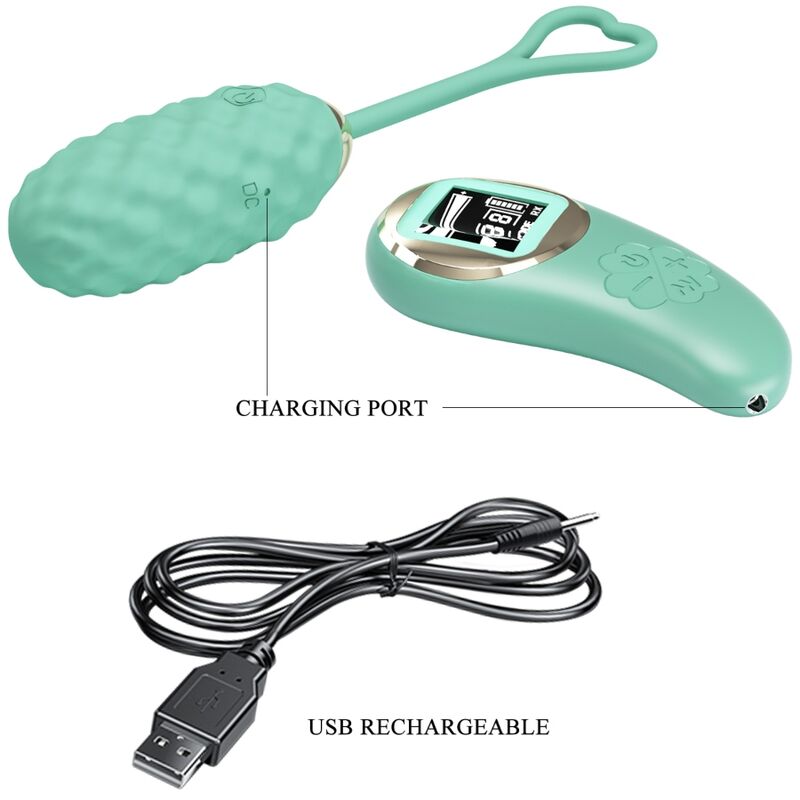 VIVIAN HUEVO VIBRADOR CON CONTROL REMOTO VERDE RECARGABLE USB