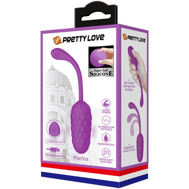 HUEVO VIBRADOR PRETTY LOVE - MARINA RECARGABLE CON TEXTURA MORADO