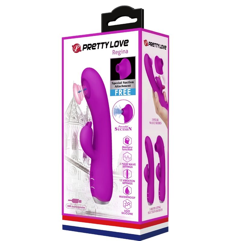 REGINA VIBRADOR RABBIT -SUCCIONADOR RECARGABLE USB MORADO