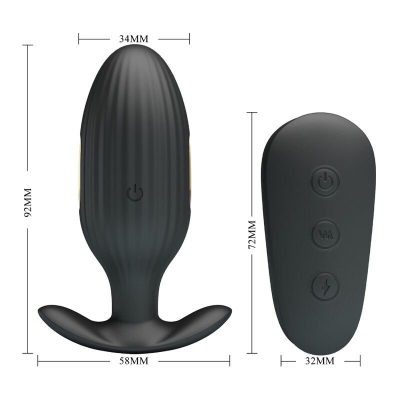 PLUG ANAL VIBRADOR UNISEX CON DESCARGA ELÉCTRICA Y CONTROL REMOTO PRETTY LOVE - KELLY