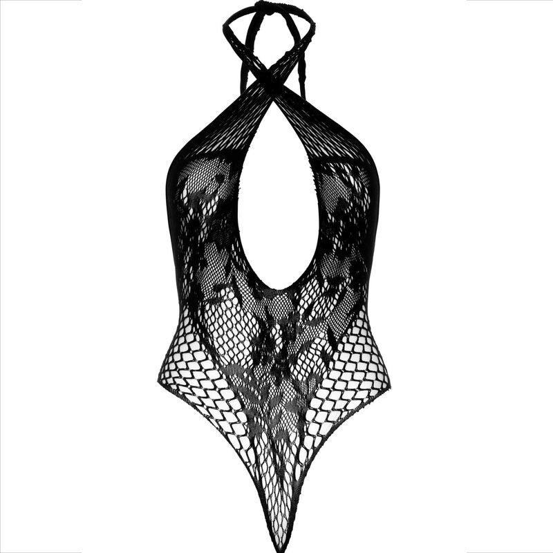 TEDDY LEG AVENUE - HALTER CON ENCAJE NEGRO